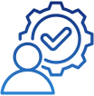 Person and cogwheel with tick symbol