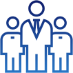 Team leadership icon in blue outline